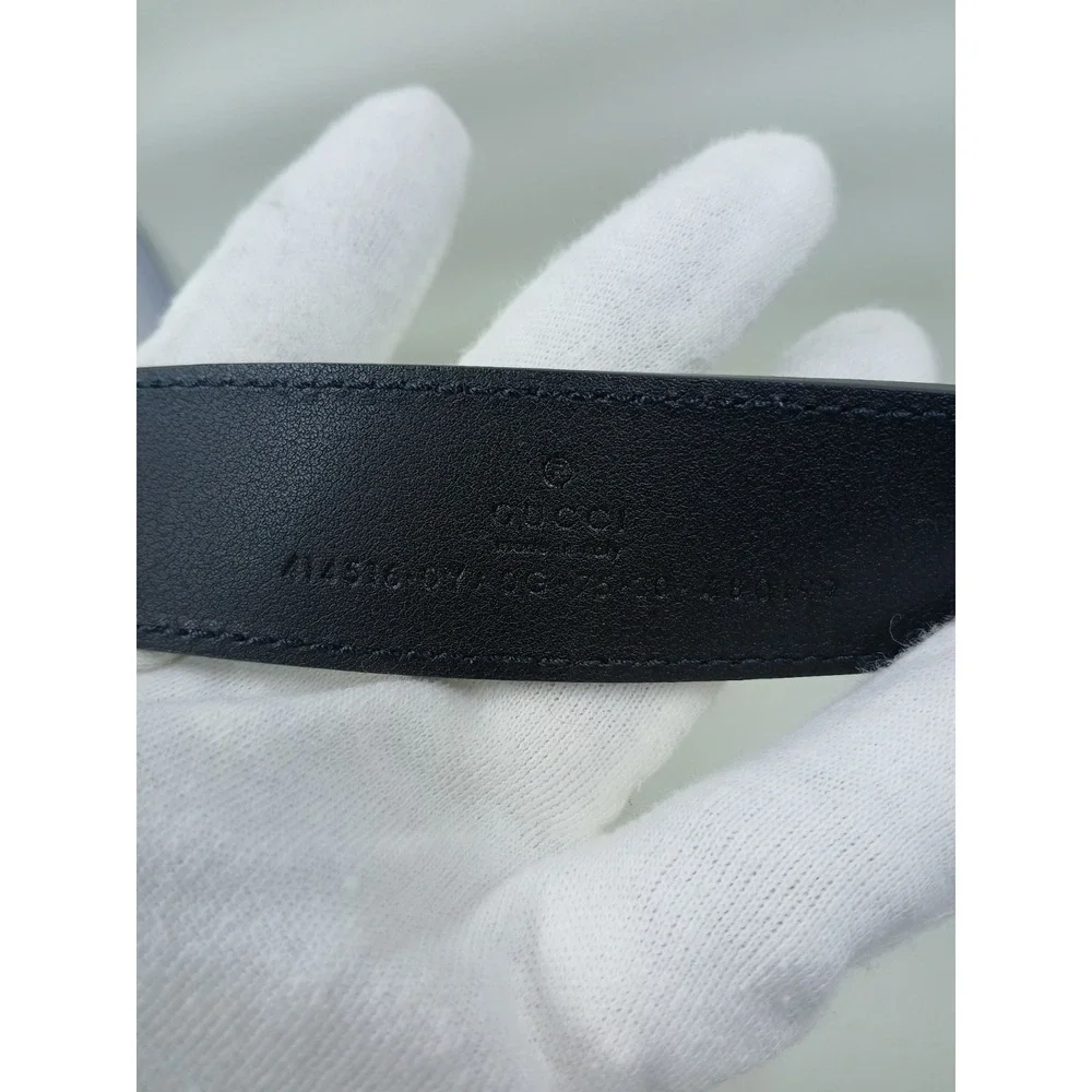 NEW GUCCI Marmont‎ Belt Double G Shiny Buckle Size 75 Black Leather Authentic